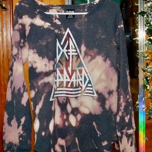 vintage def leopard band tee bleach tie dye rock band unisex trendy retro